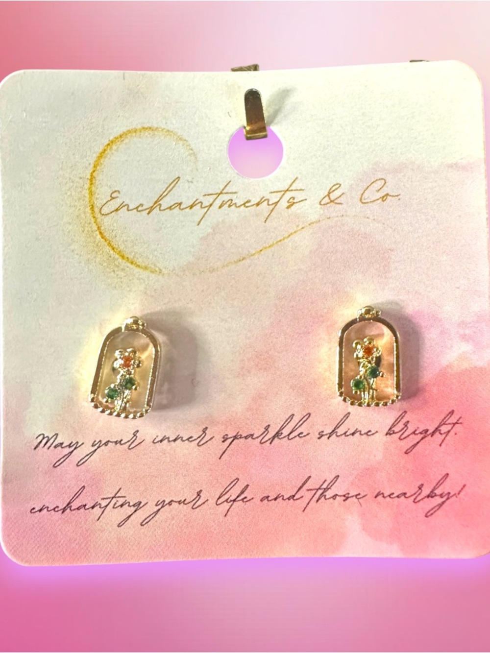 Beauty and the beast- bells Rose 925 silver stud earrings
